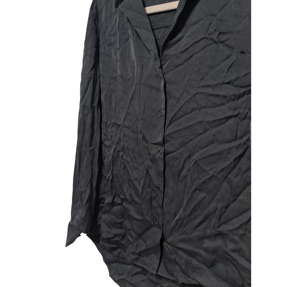 Quince Black Silk Spandex Button Down Shirt S - Picture 7 of 8